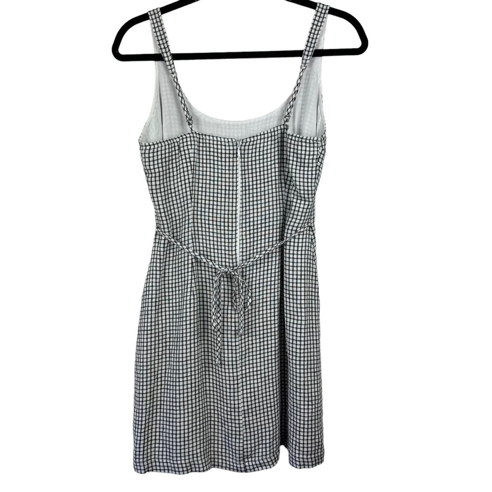 Abercrombie & Fitch Sz S Black White Check Linen Blend Mini Dress w/ Hair Tie - Picture 10 of 15